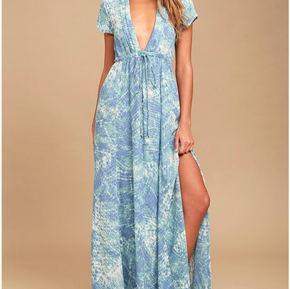 Lulu's Mermaid's Tale Blue Maxi Dress